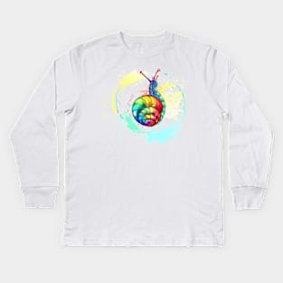 Rainbow Snail Kids Long Sleeve T-Shirt